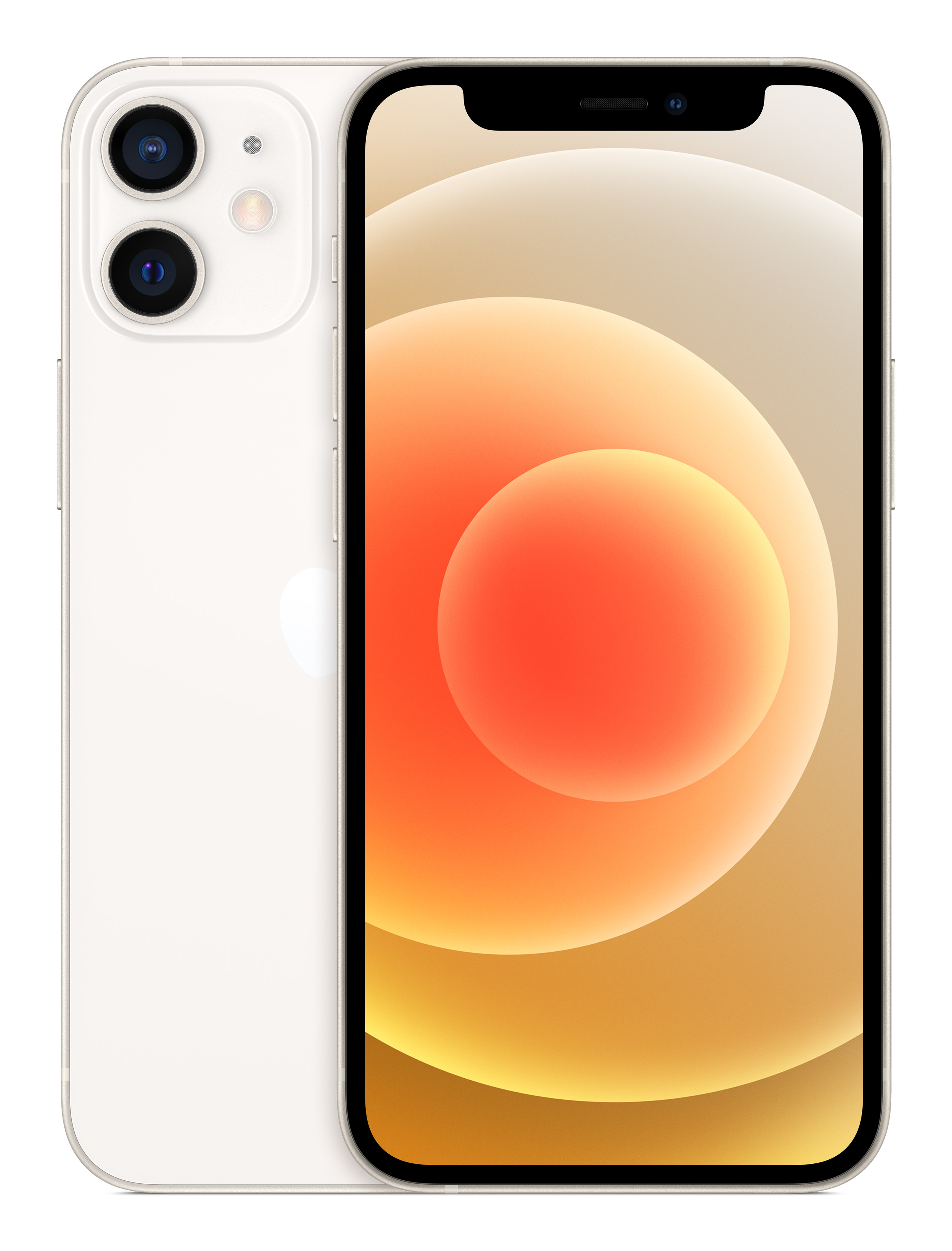 Dwa białe smartfony, jeden z pomarańczowo-żółtym ekranem.