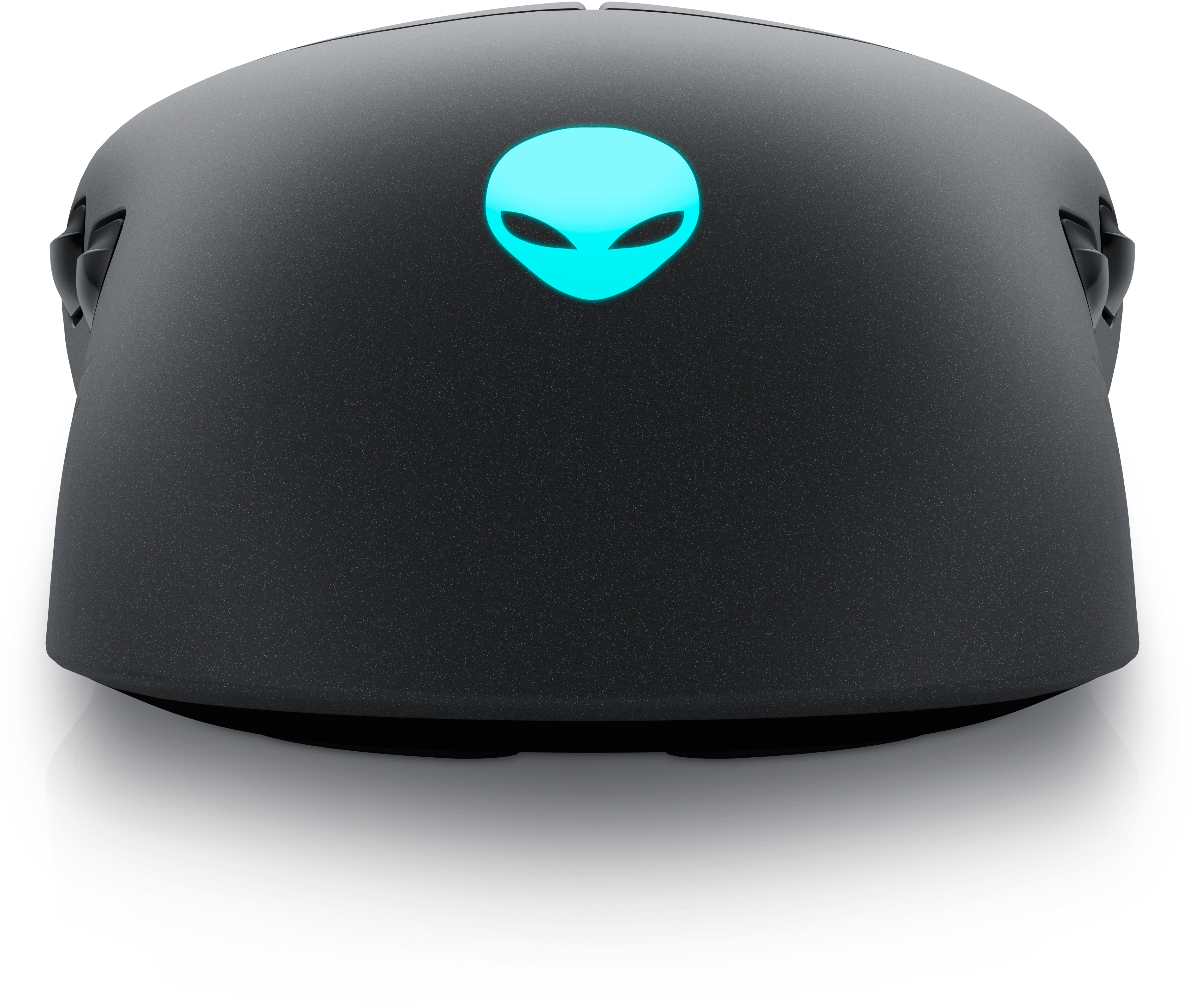 Mouse da gaming bianco con dettagli blu e viola, porta USB-C.