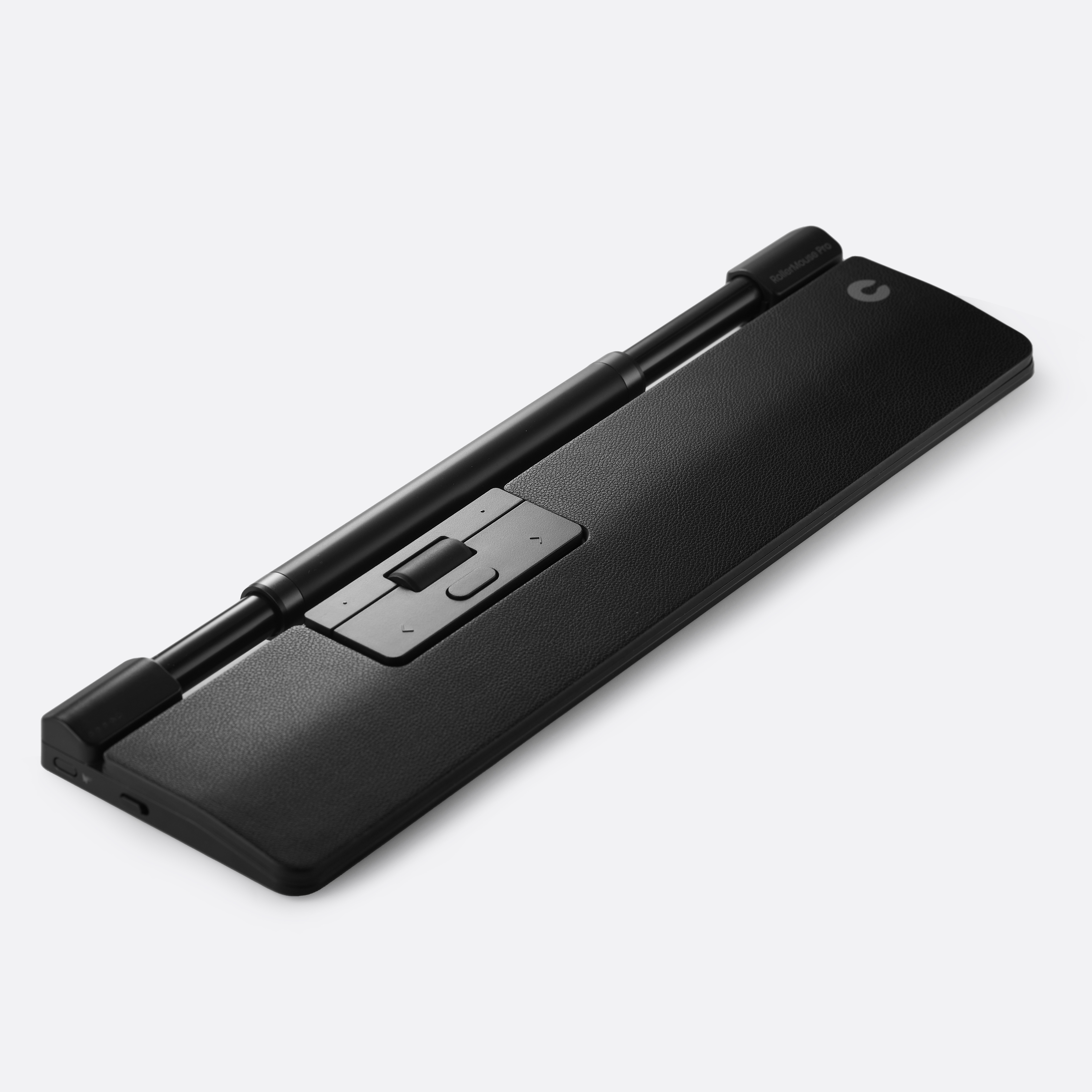 Czarne, płaskie urządzenie przypominające klawiaturę z centralnym touchpadem i rysikiem.