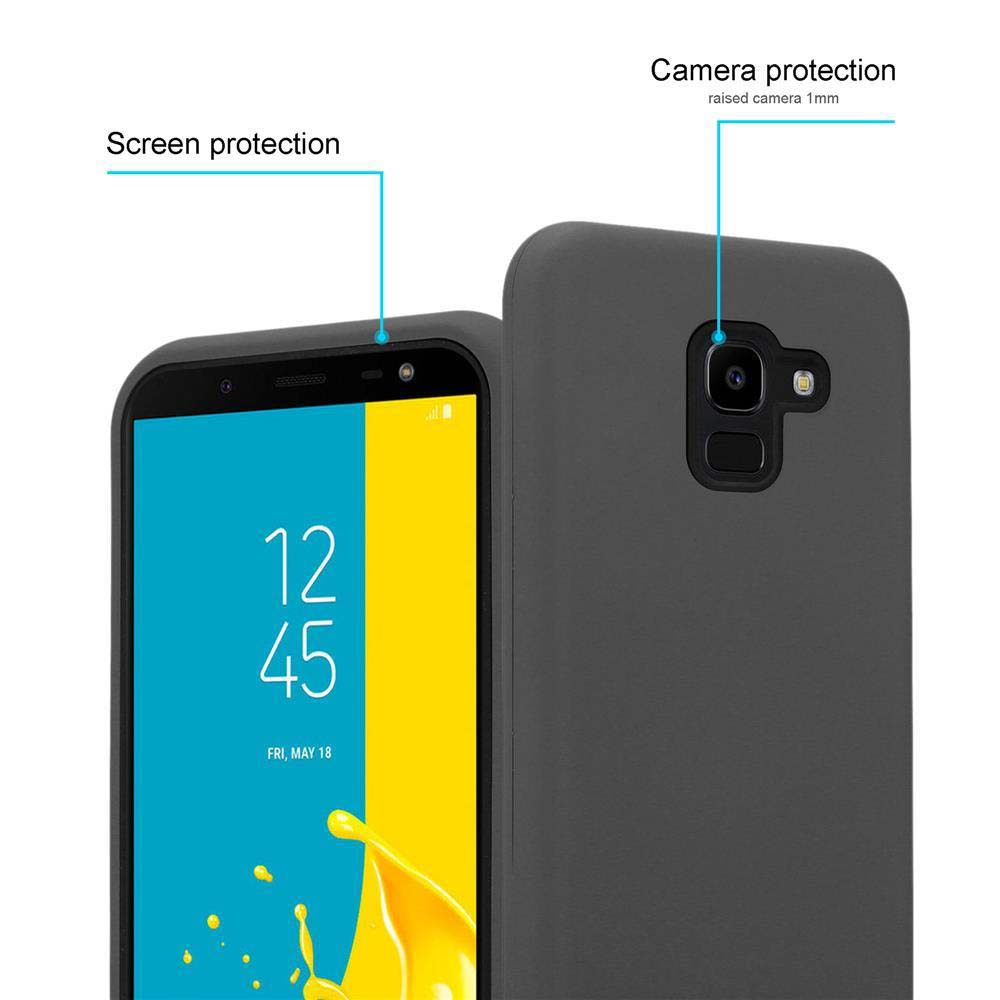 Una custodia per telefono con un telefono che mostra uno schermo, con annotazioni di protezione.