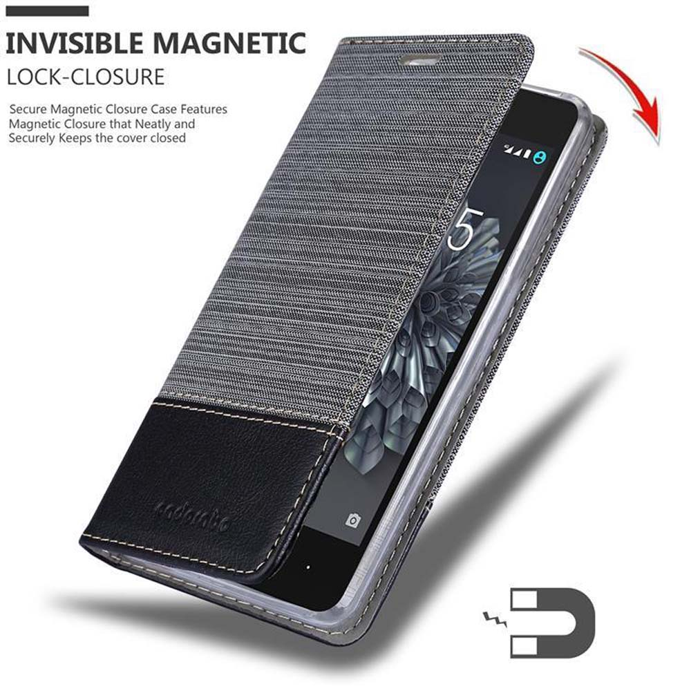 Handyhülle mit Telefon, die magnetische Verschlussfunktion wird gezeigt.