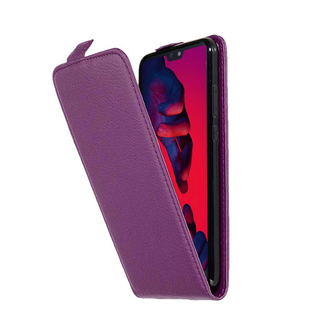 Una custodia viola con il telefono all'interno. Il telefono ha uno schermo rosso.