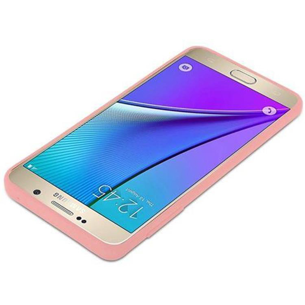 Pinke Handyhülle mit Handy darin. Der Bildschirm zeigt eine Benutzeroberfläche. Die Uhrzeit ist 12:45.