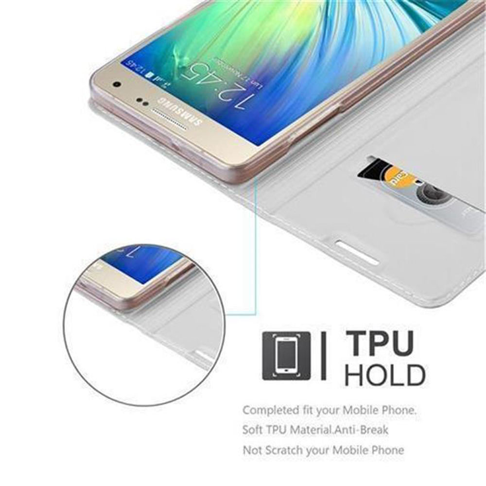Ein goldenes Telefon und eine Hülle, die das Ausschnittdesign und den Bildschirm des Telefons zeigt.