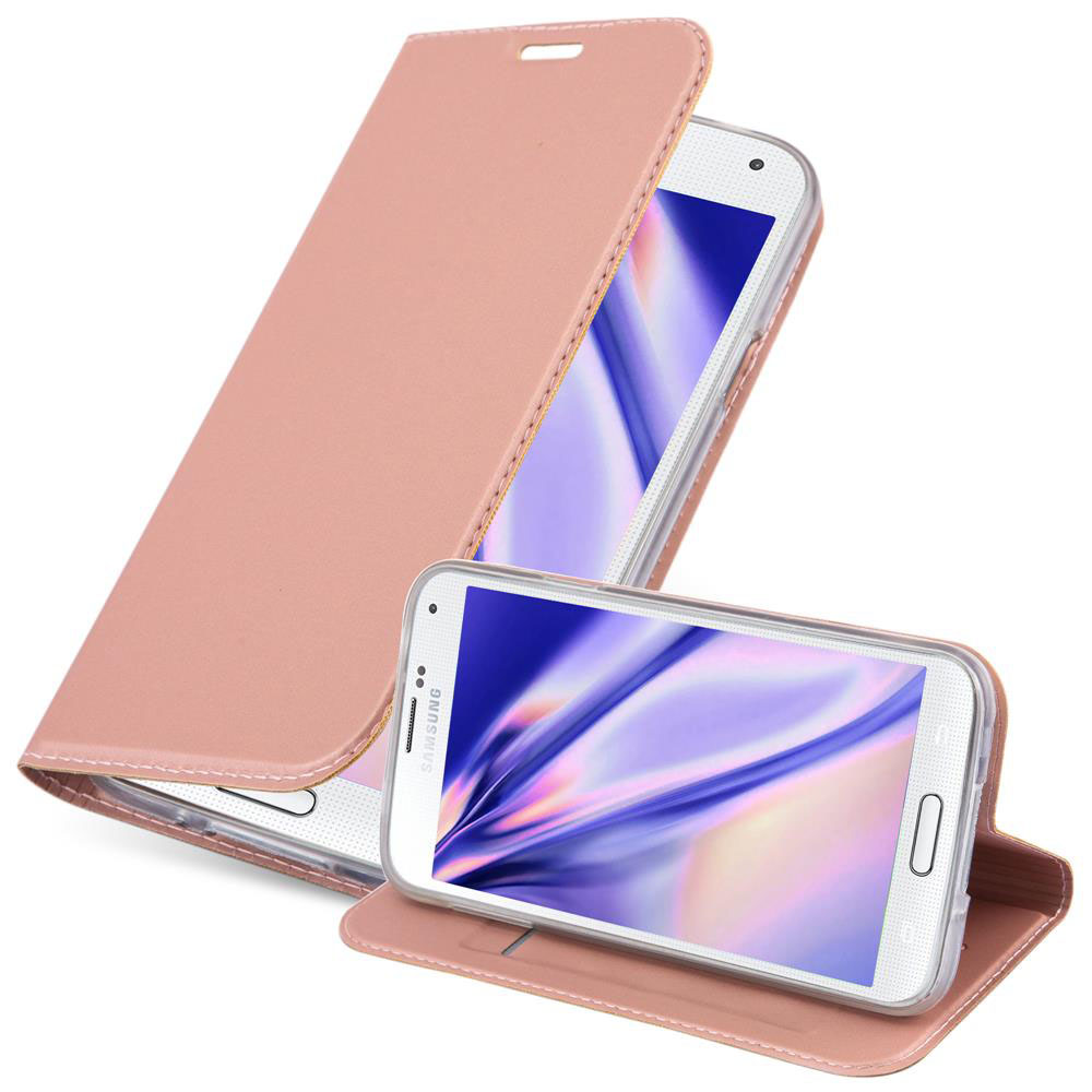 Una custodia per telefono rosa con uno smartphone all'interno e una seconda custodia aperta.