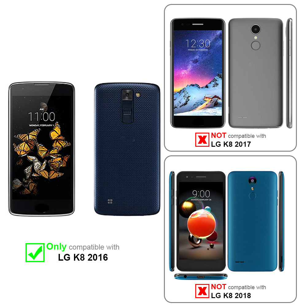 Confronto di custodie per telefoni. Compatibile solo con LG K8 2016 e Motorola Moto G5.