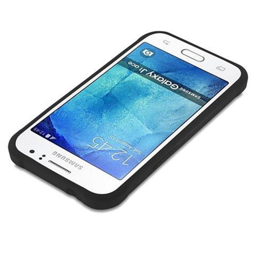 Ein weißes Smartphone mit schwarzem Gehäuse, das die Uhrzeit 12:45 anzeigt. Der Bildschirm zeigt einen blauen Hintergrund.