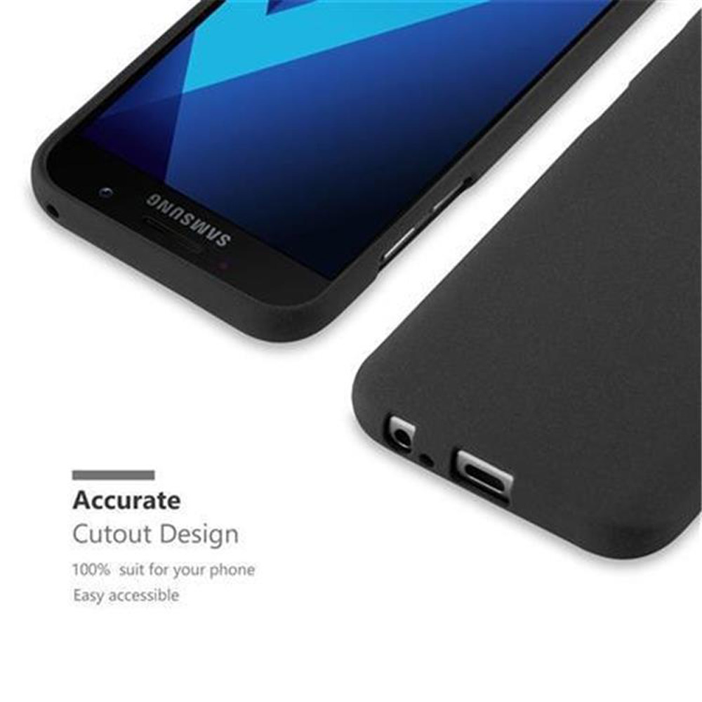 Telefono nero con custodia. Custodia in morbido TPU. Design con ritagli precisi.