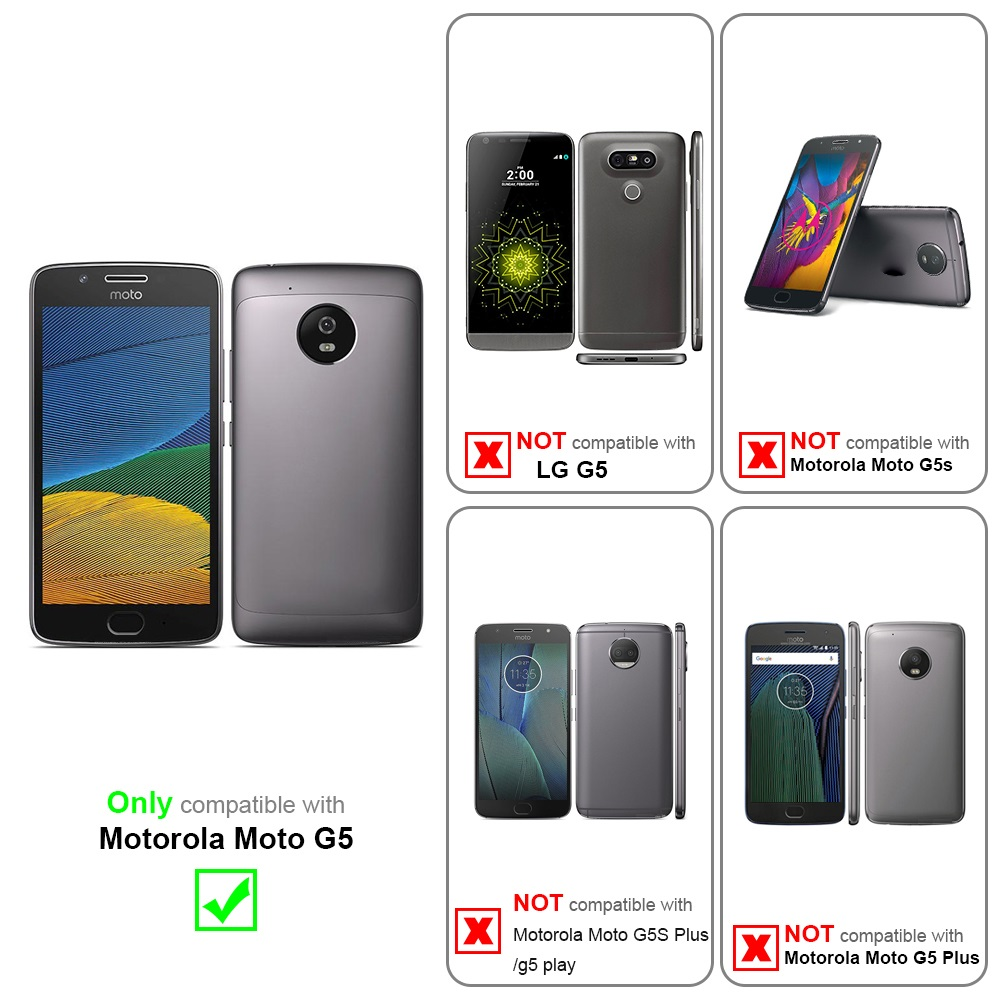 Confronto di custodie per telefoni. Compatibile solo con Motorola Moto G5.