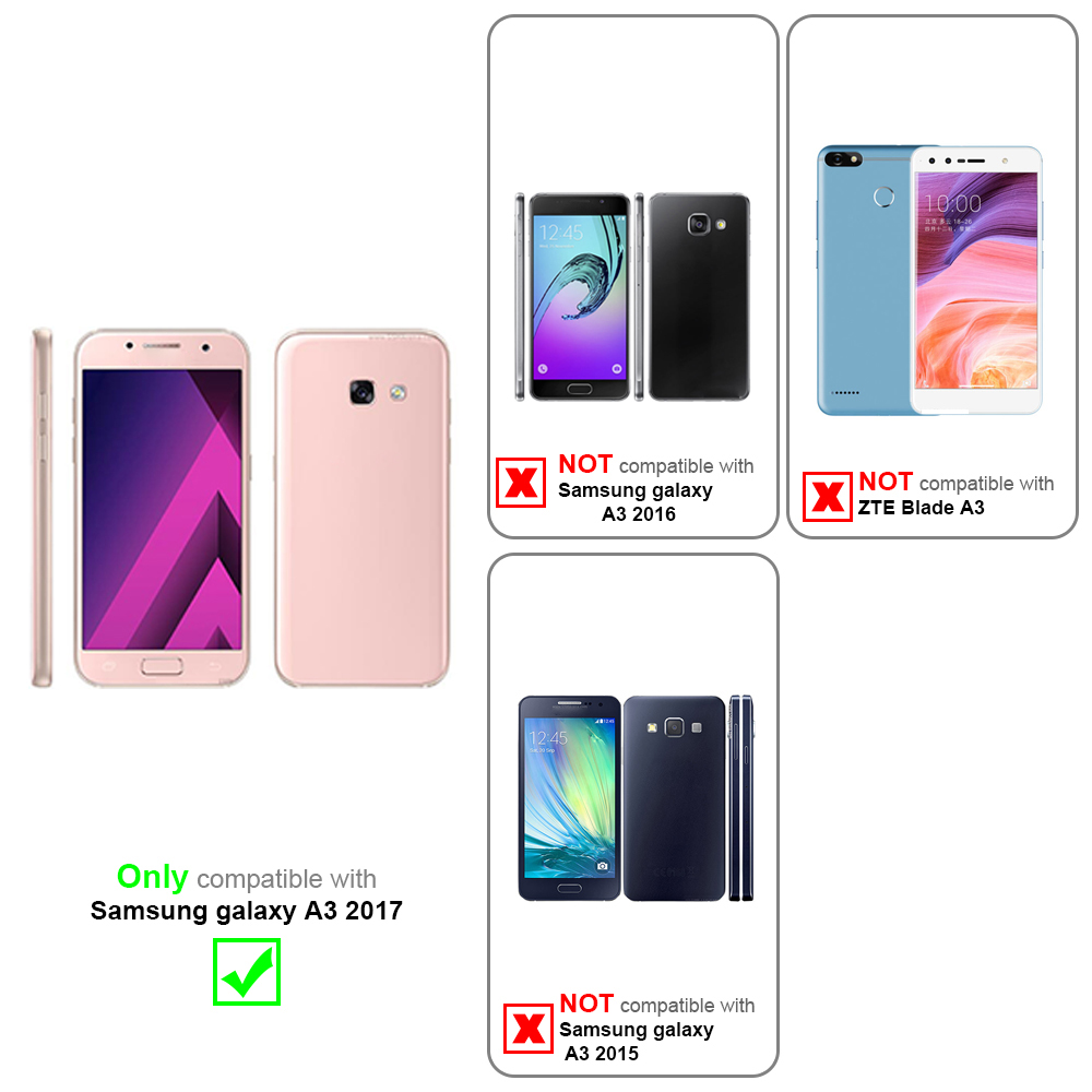 Teléfono rosa. Compatible con Samsung Galaxy A3 2017. No compatible con A3 2016 o ZTE Blade A3.