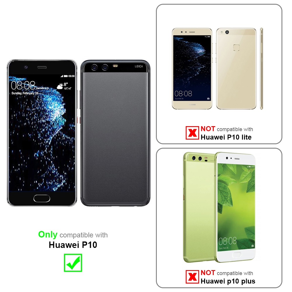 Zwei Handys, zeigen Kompatibilität für Huawei P10, nicht Huawei P10 lite oder plus.