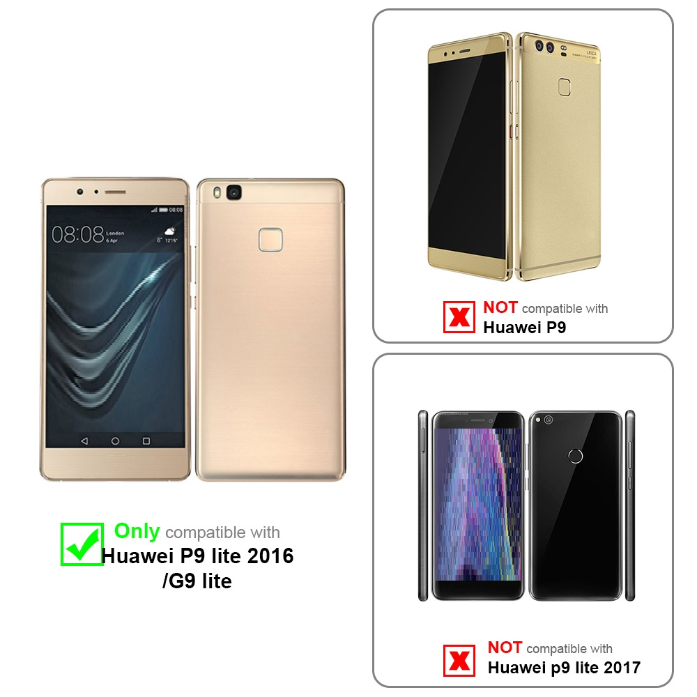 Comparación de teléfonos. Solo compatible con Huawei P9 lite 2016 / G9 lite. No compatible con P9 o P9 lite 2017.
