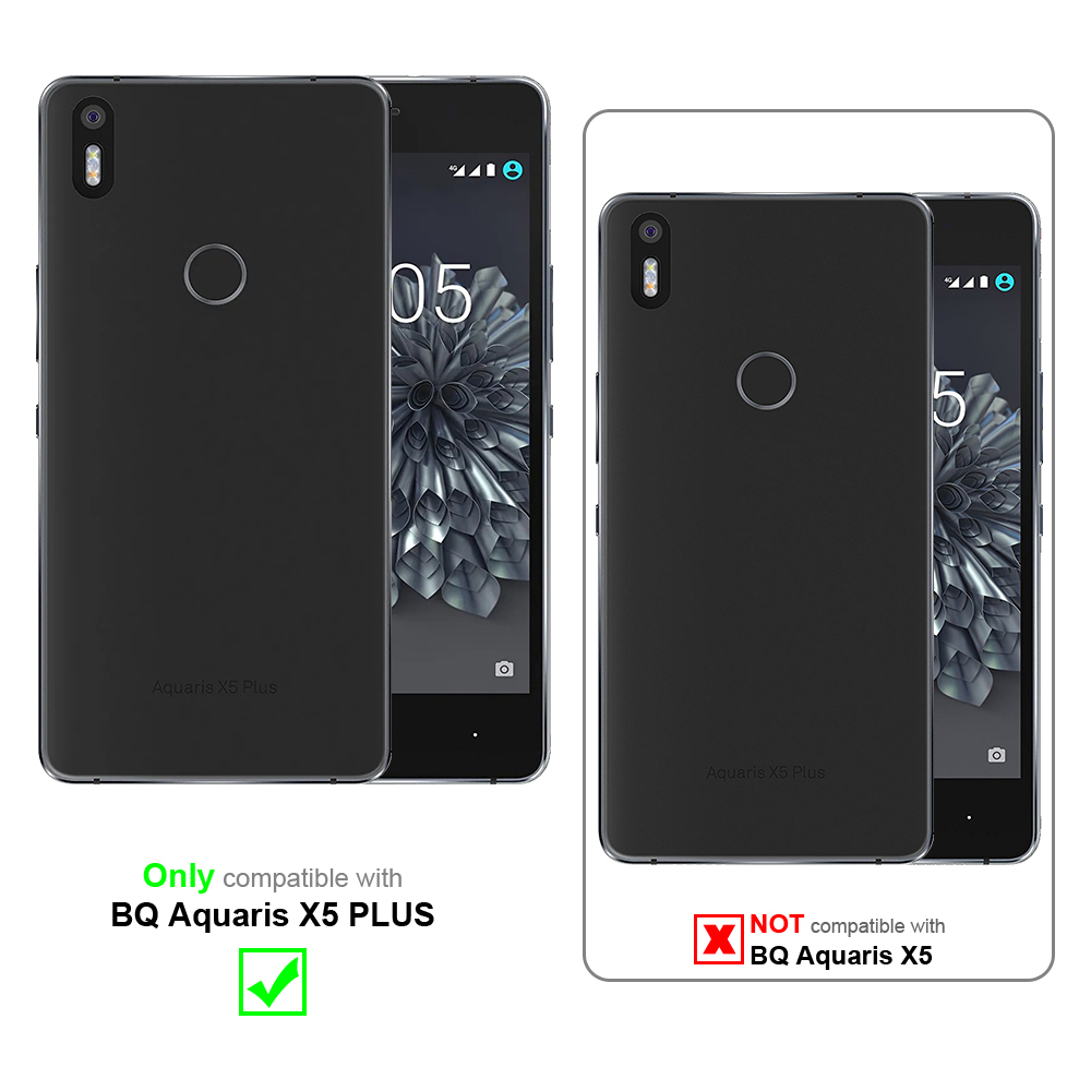 Dos teléfonos, uno en una funda. El teléfono izquierdo es compatible con la funda, el derecho no.