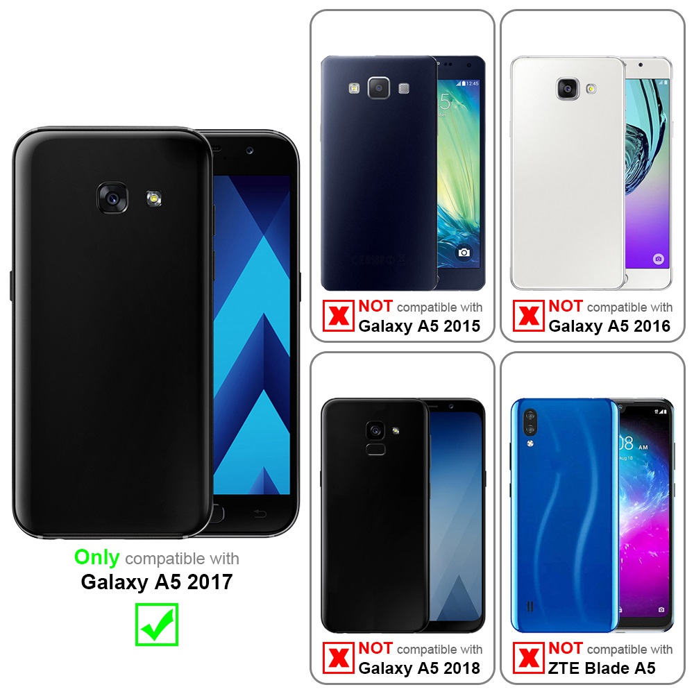 Fundas de teléfono negras. Compatible con Galaxy A5 2017. No compatible con A5 2015, A5 2016, A5 2018, ZTE Blade A5.