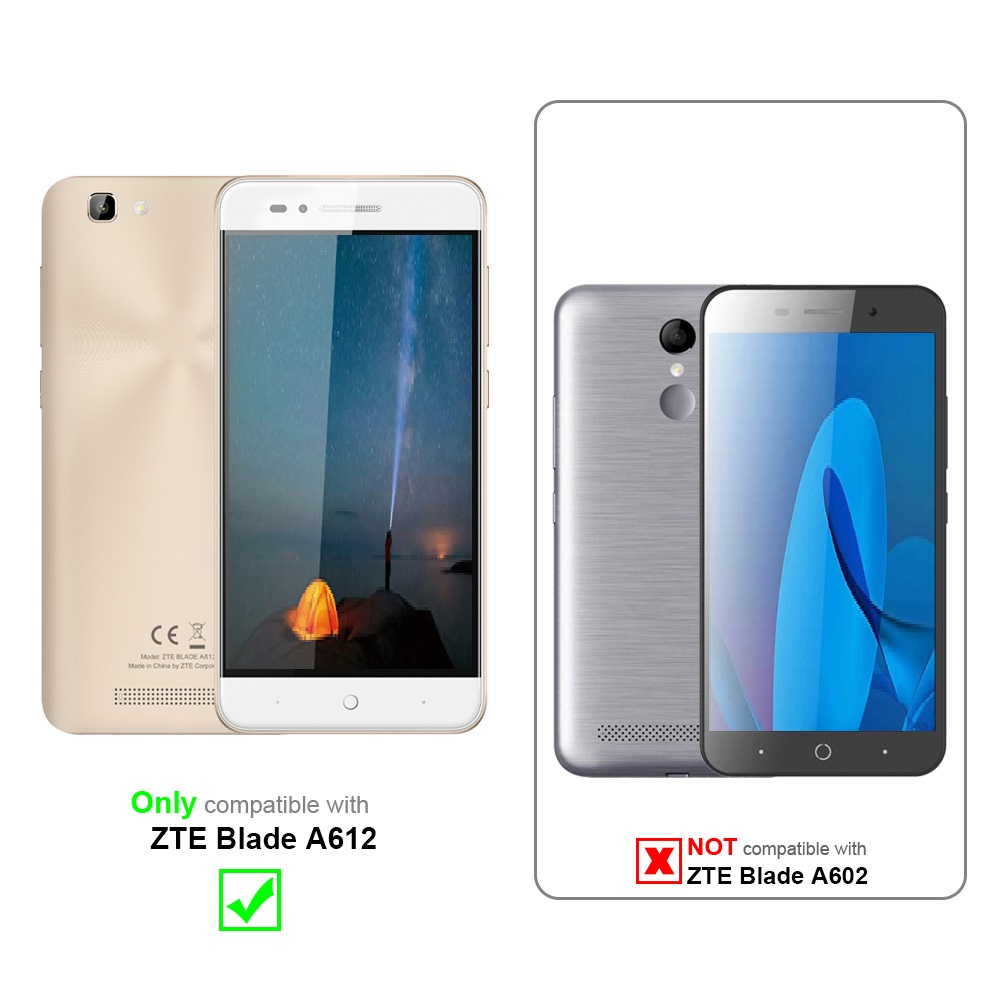 Zwei Telefone nebeneinander. Eines ist kompatibel mit ZTE Blade A612, das andere nicht mit ZTE Blade A602.