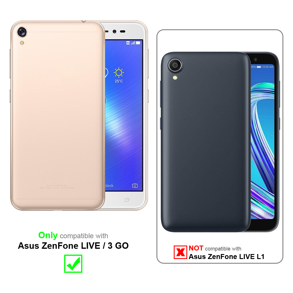 Vengono mostrati due telefoni: oro e bianco. Compatibile solo con Asus ZenFone LIVE/3 GO.