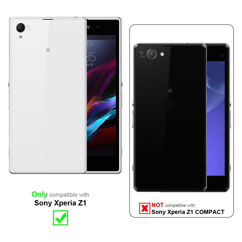 Das Bild zeigt Kompatibilitätsinformationen für Sony Xperia-Telefone. Sony Xperia Z1 wird unterstützt. Sony Xperia Z1 Compact nicht.