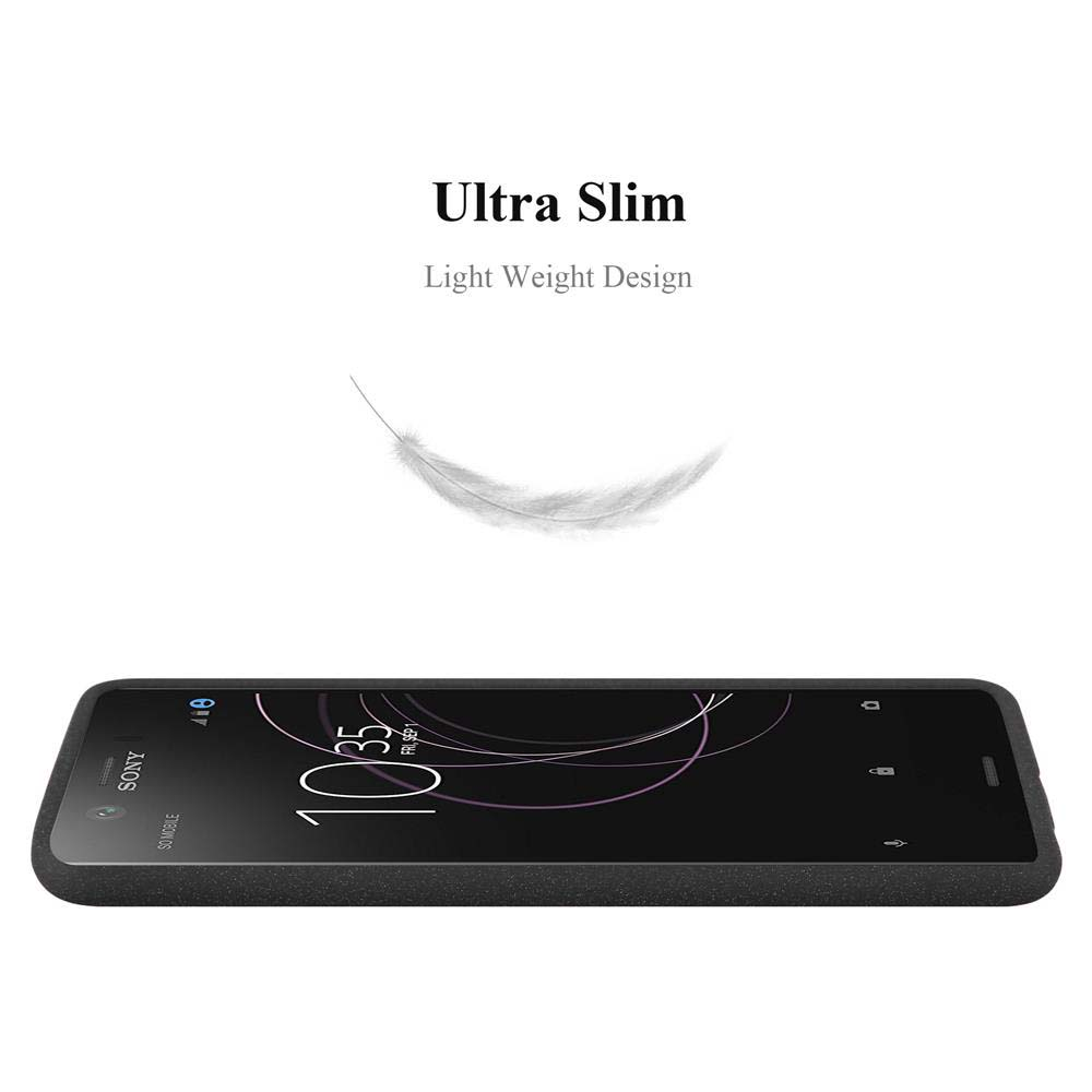 Un telefono nero su sfondo bianco, con una piuma che fluttua sopra.