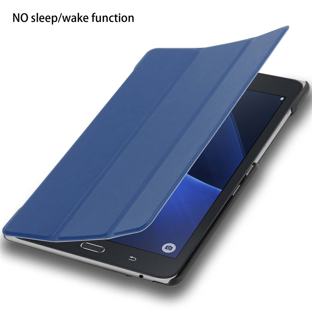 Tablet in einem blauen Gehäuse. Die Abdeckung ist geöffnet. Text: KEINE Schlaf-/Weckfunktion.