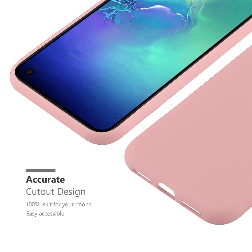 Una custodia rosa per telefono. Lo schermo del telefono è visibile all'interno della custodia.