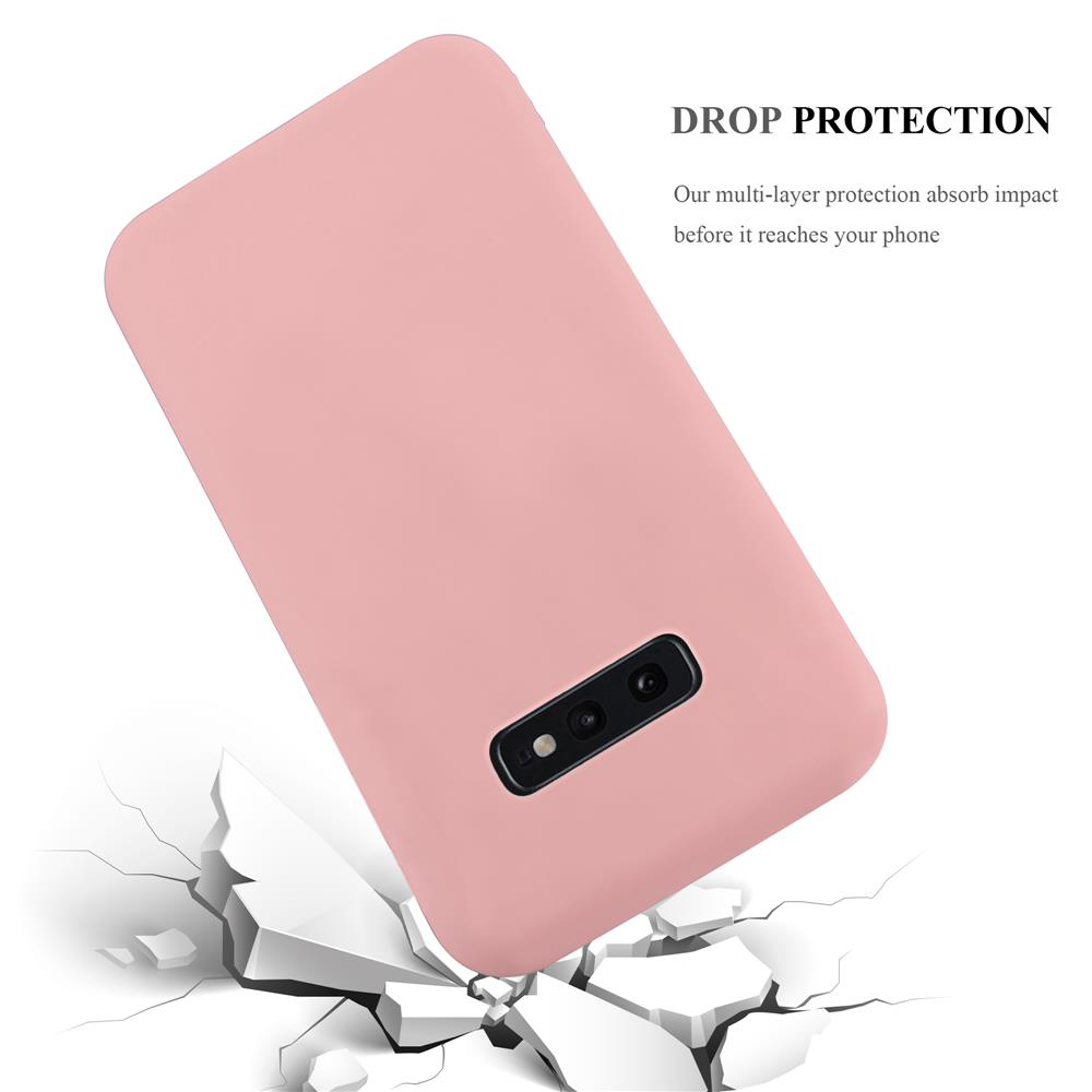 Custodia rosa per telefono con foro per fotocamera, effetto crepa.