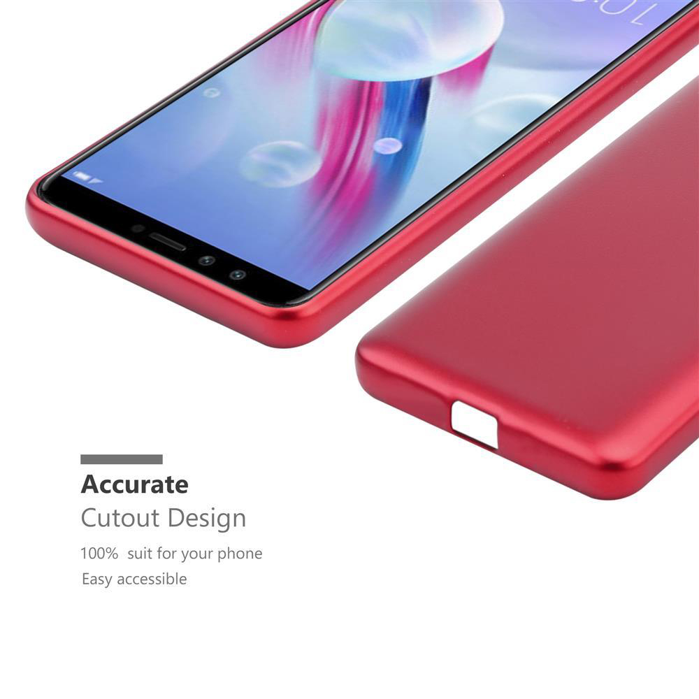 Funda de teléfono y teléfono rojos. La pantalla del teléfono es visible. Texto: Diseño de recorte preciso.