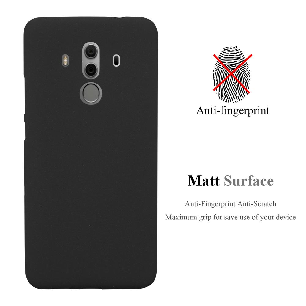 Custodia per telefono nera con anti-impronta e superficie opaca, sfondo bianco.