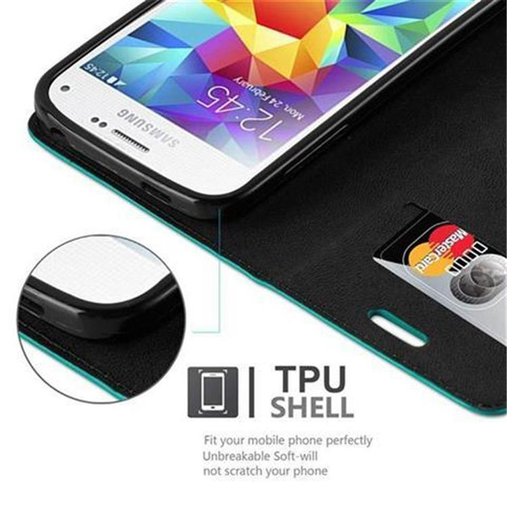 Un telefono bianco in una custodia nera, parzialmente aperto. Testo: TPU SHELL. Primo piano dello schermo.