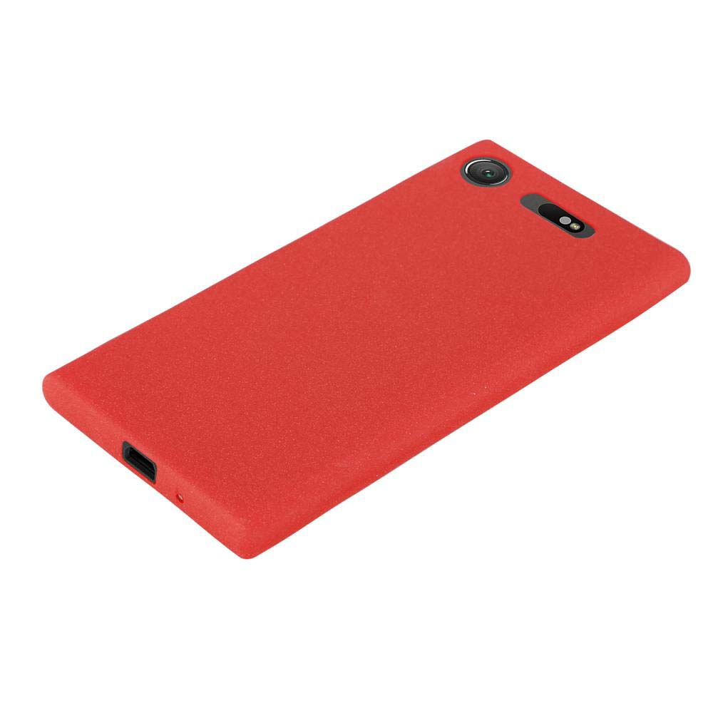 Una custodia per telefono rossa su sfondo bianco.
