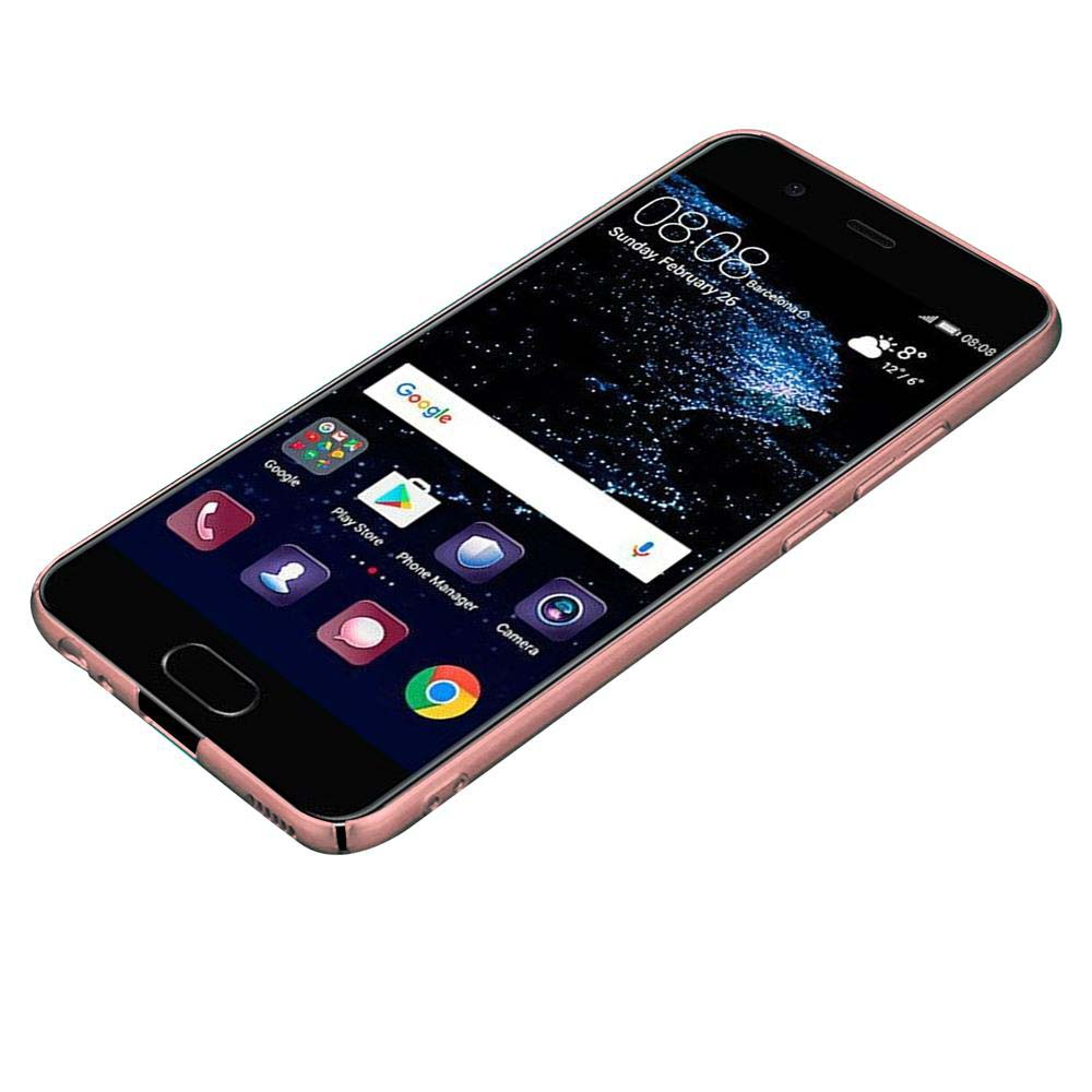 Smartphone auf weißem Hintergrund. Zeigt Uhrzeit, Apps und ein rosa Gehäuse.