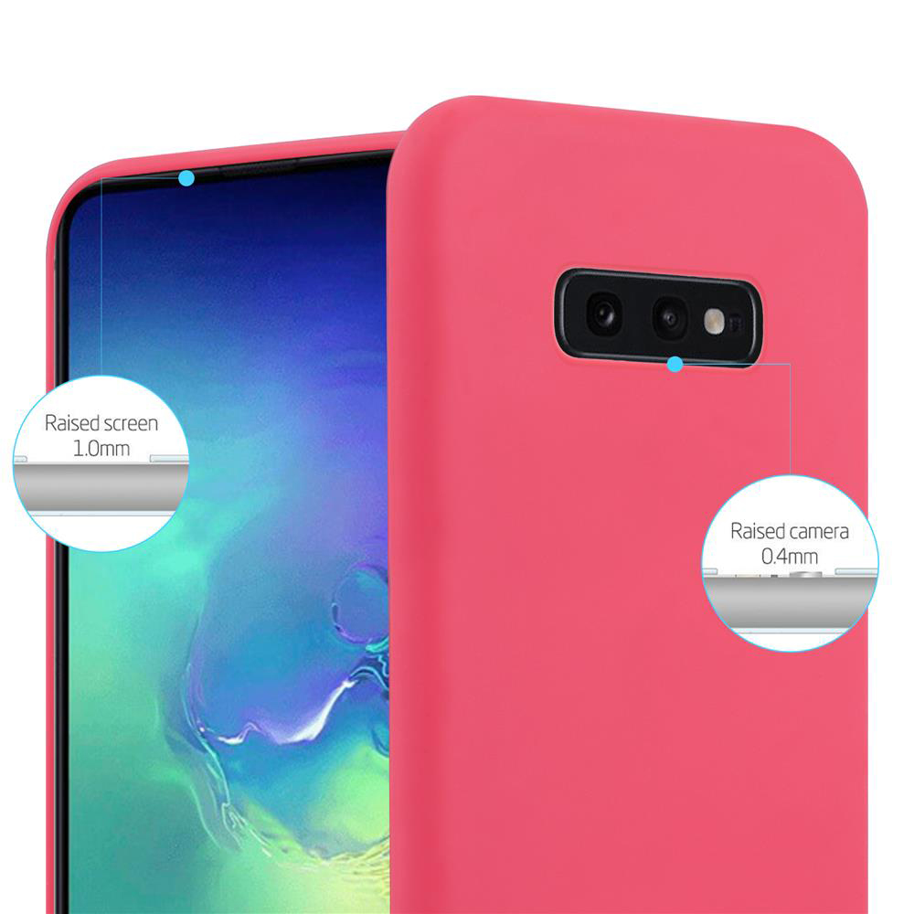 Custodia per telefono rosa con protezione schermo e fotocamera rialzata.