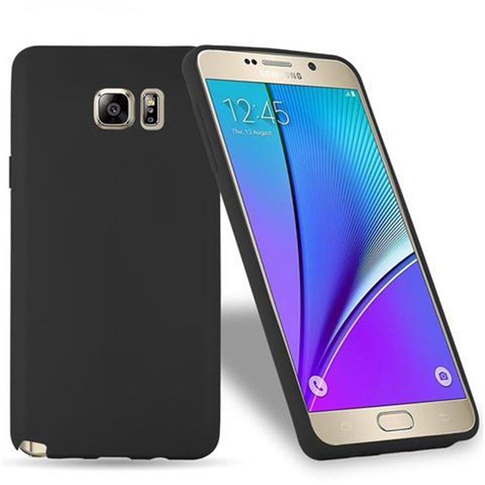 Schwarze Handyhülle und ein goldumrandetes Telefon mit Bildschirm. Der Hintergrund ist weiß.