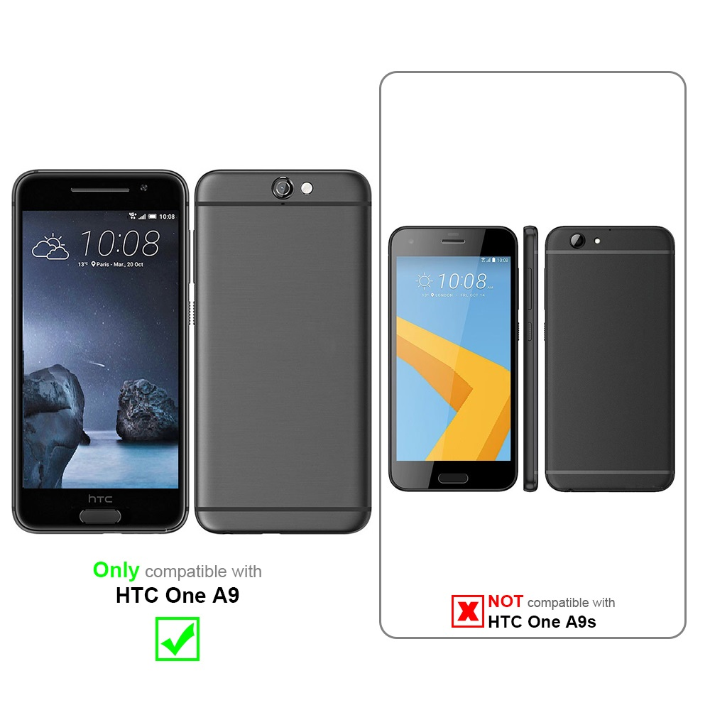 Due telefoni con testo che mostra la compatibilità: HTC One A9 compatibile, HTC One A9s non compatibile.