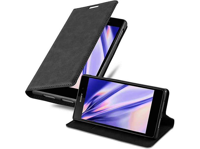 Cadorabo Custodia Libro per Sony Xperia XZ1 Compact in Nero di Notte - con Vani di Carte, Funzione Stand e Chiusura Magnetica - Portafoglio Cover Case Wallet Book Etui Protezione