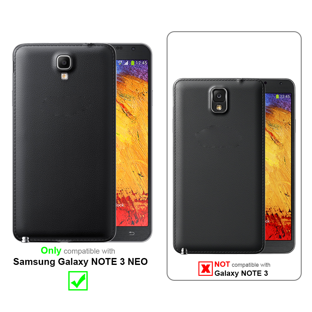 Custodia per telefono nera con telefono all'interno. Compatibile solo con Samsung Galaxy NOTE 3 NEO, non Galaxy NOTE 3.
