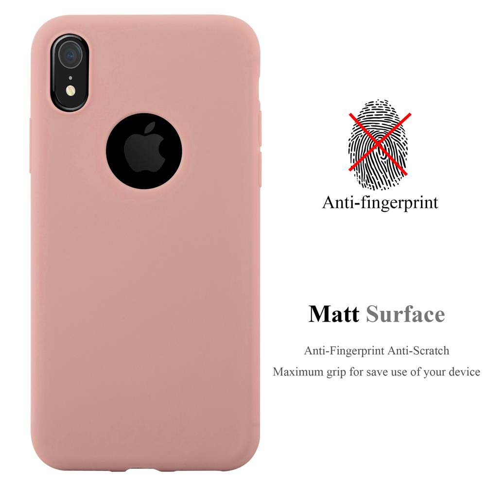 Custodia per telefono rosa. Testo: Anti-impronte, Superficie opaca.