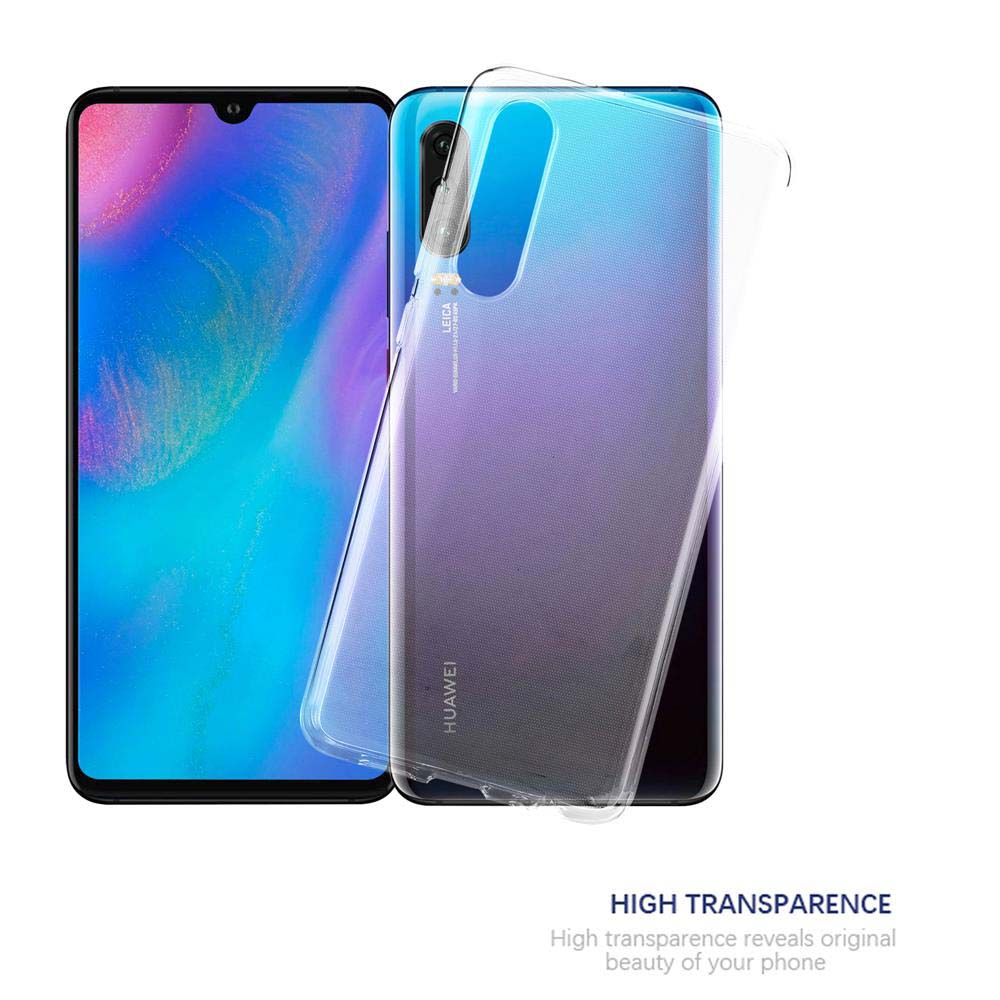 Telefono con custodia trasparente. Il telefono ha un gradiente blu e viola.