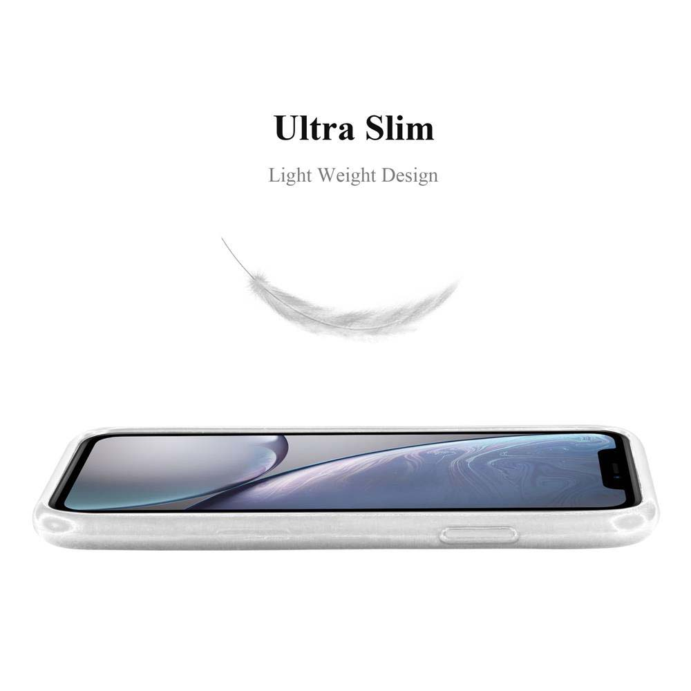 Custodia per telefono bianca con un telefono all'interno. Il testo dice Ultra Slim, design leggero.
