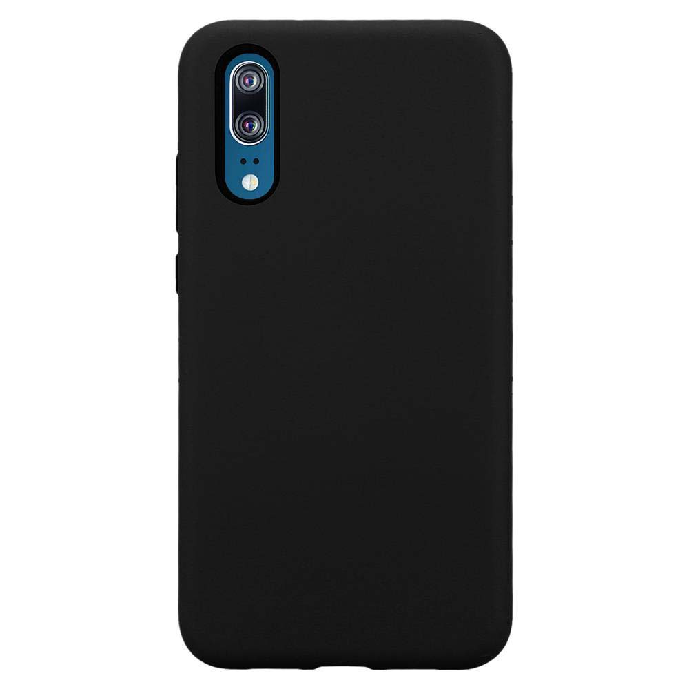 Custodia per telefono nera con doppia fotocamera e flash, design semplice.