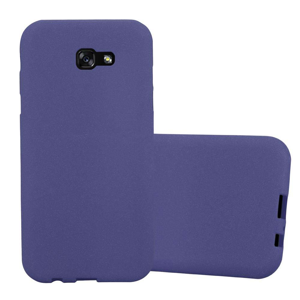 Dos fundas moradas para teléfono. Una de pie, otra tumbada. Ambas son sencillas.
