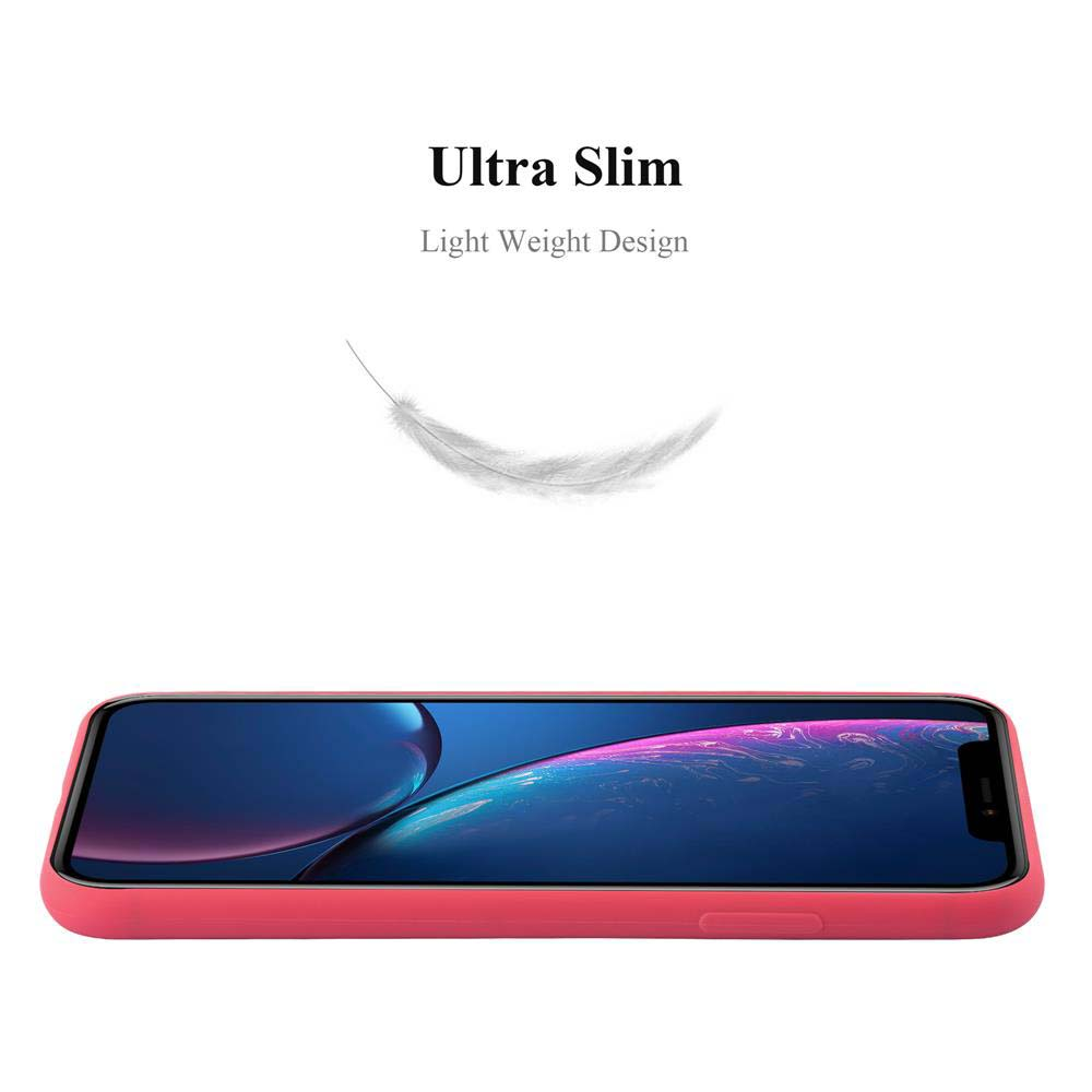 Una custodia rosa piatta su sfondo bianco con una piuma sopra.