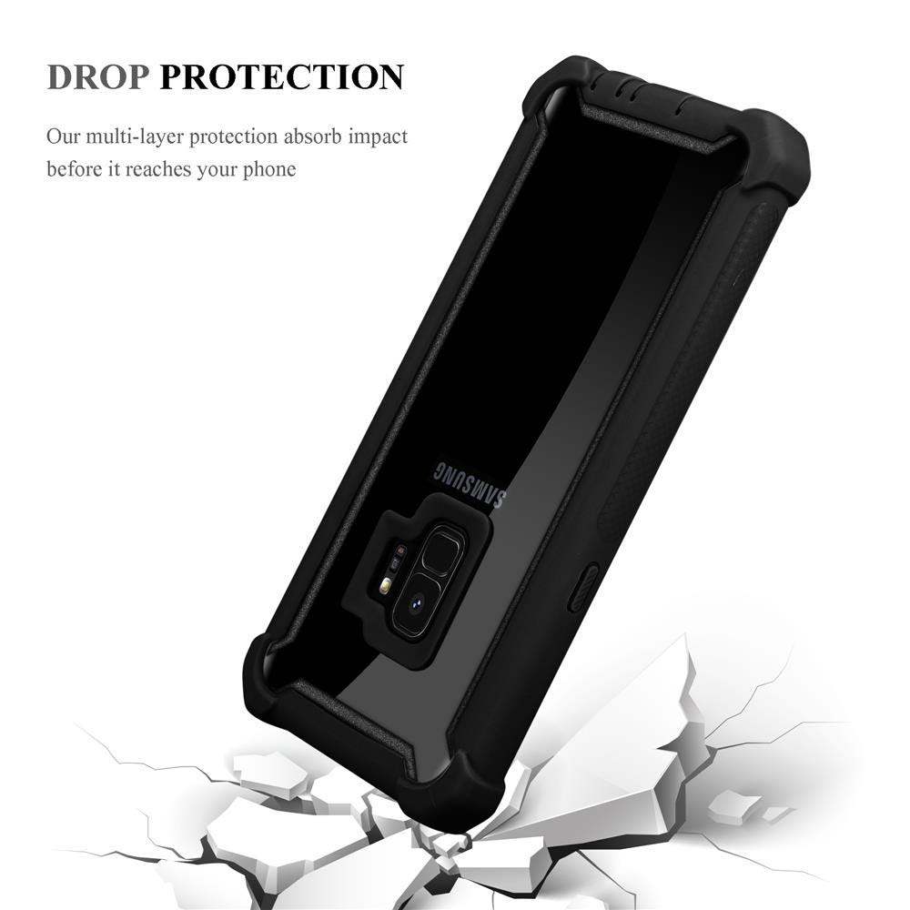Ein schwarzes Telefon in einer schwarzen Hülle mit einem zerbrochenen Betonhintergrund.