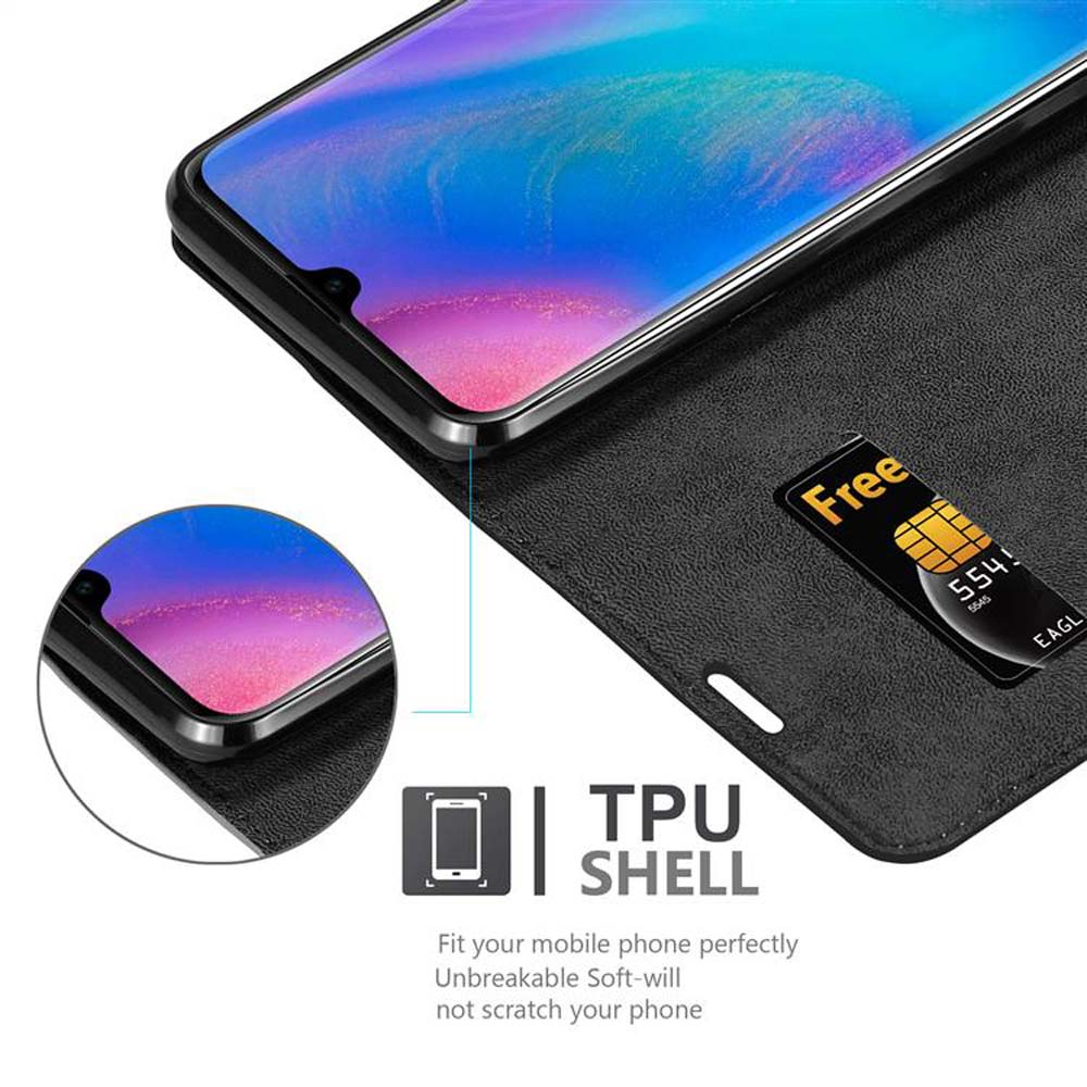 Custodia nera per telefono con fessura per carte. Testo: Guscio in TPU. Adatta perfettamente il tuo cellulare, infrangibile e morbido, non graffia.