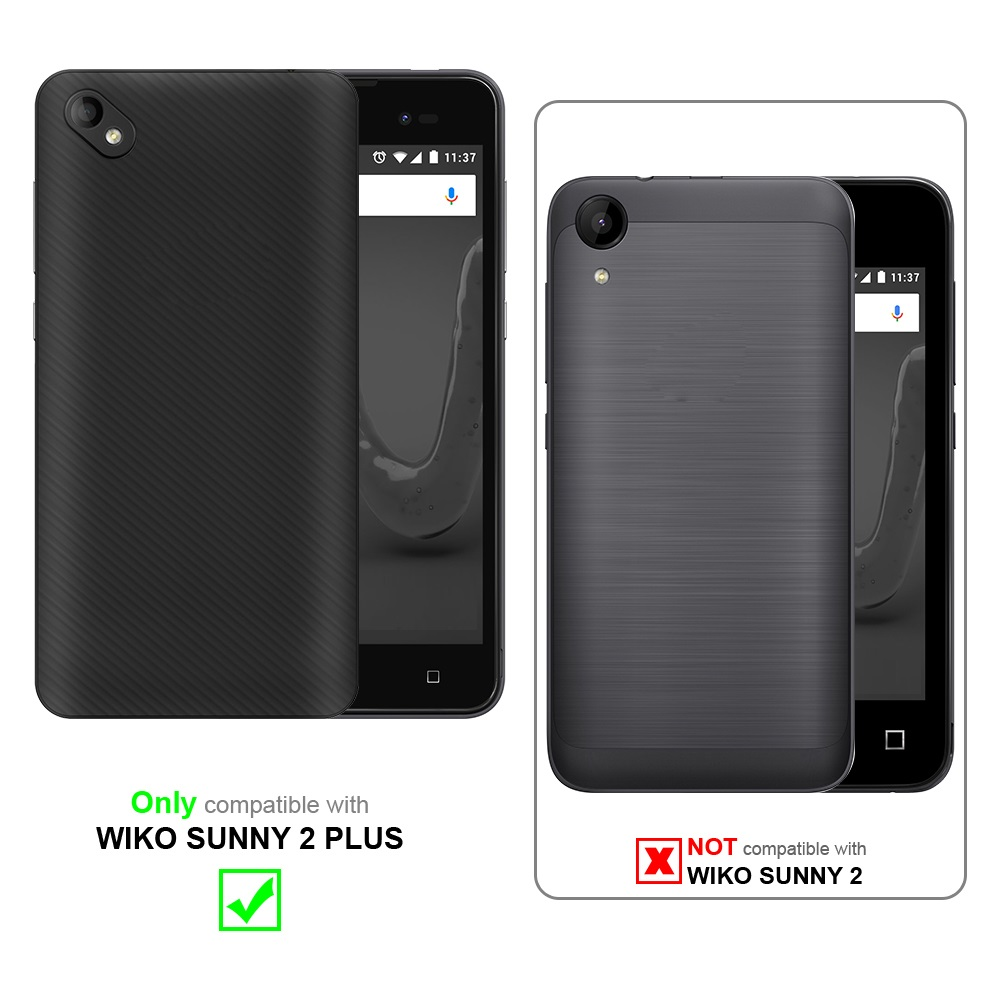 Due immagini di una custodia per telefono. La custodia è compatibile con Wiko Sunny 2 Plus.