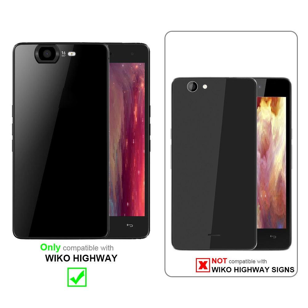 Zwei schwarze Telefone, eines kompatibel mit WIKO HIGHWAY und das andere nicht.