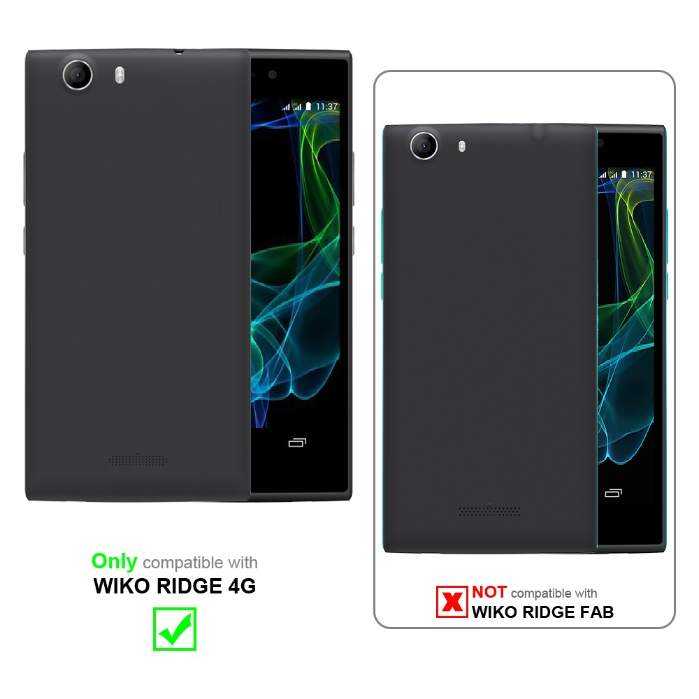 Due telefoni neri, uno compatibile con WIKO RIDGE 4G, l'altro non compatibile con WIKO RIDGE FAB.