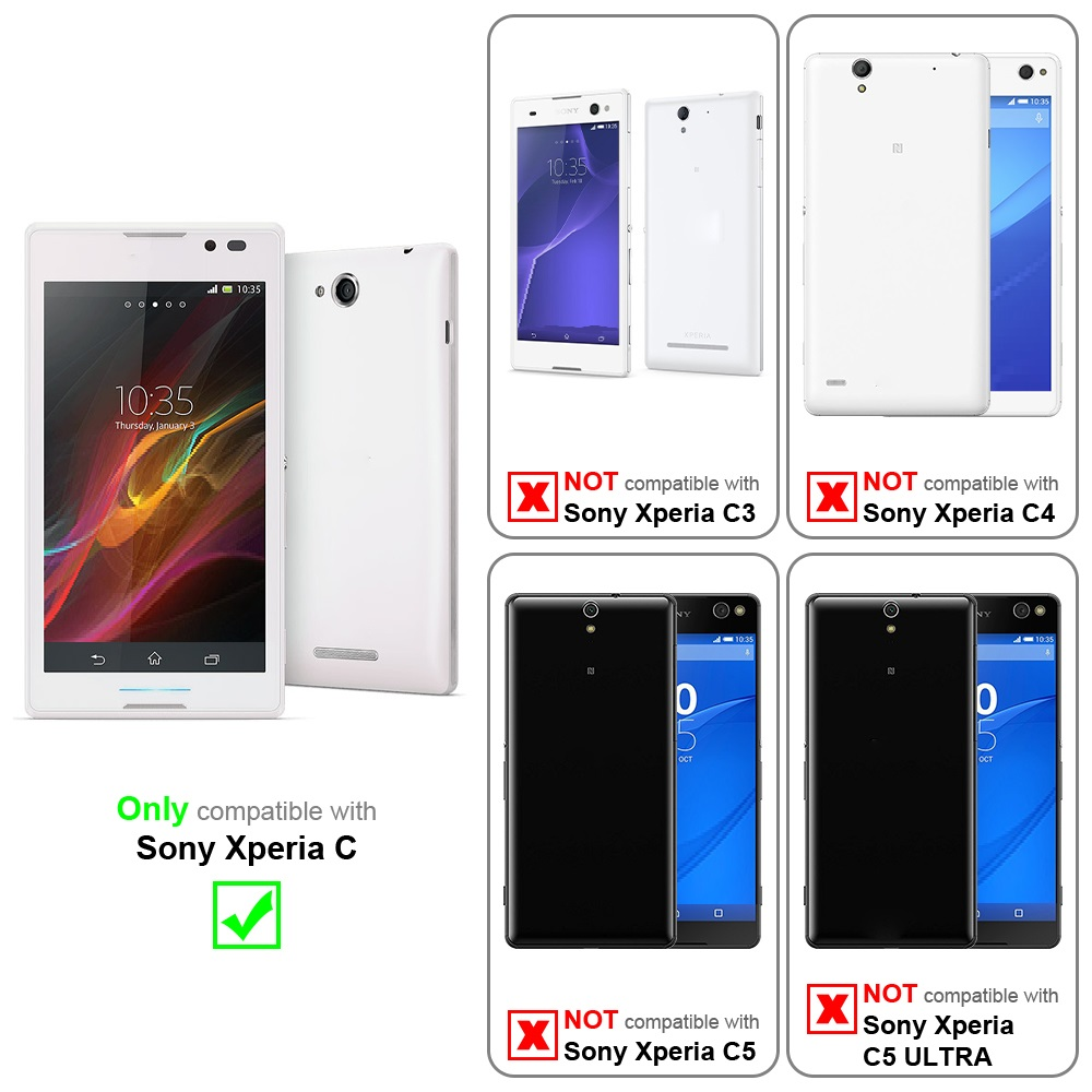 Modelli di telefono con informazioni sulla compatibilità. Solo Sony Xperia C è compatibile. Altri no.