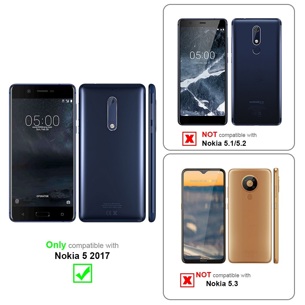 Le immagini mostrano la compatibilità del telefono Nokia 5. Solo Nokia 5 2017 è compatibile. Altri modelli non sono compatibili.