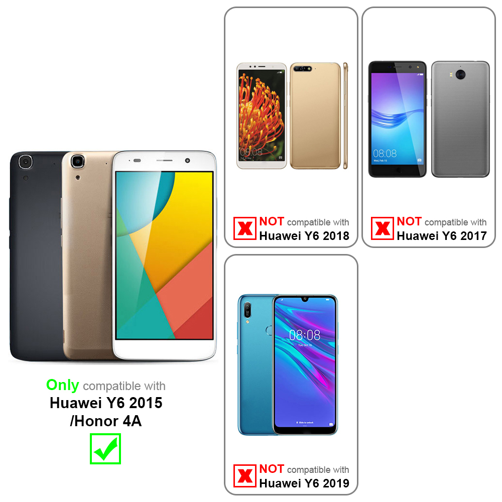CADORABO Handytasche Hülle mit Gürtelclip Karabinerhaken, Backcover,  Huawei, Y6 2015 Honor 4A, SCHWARZ