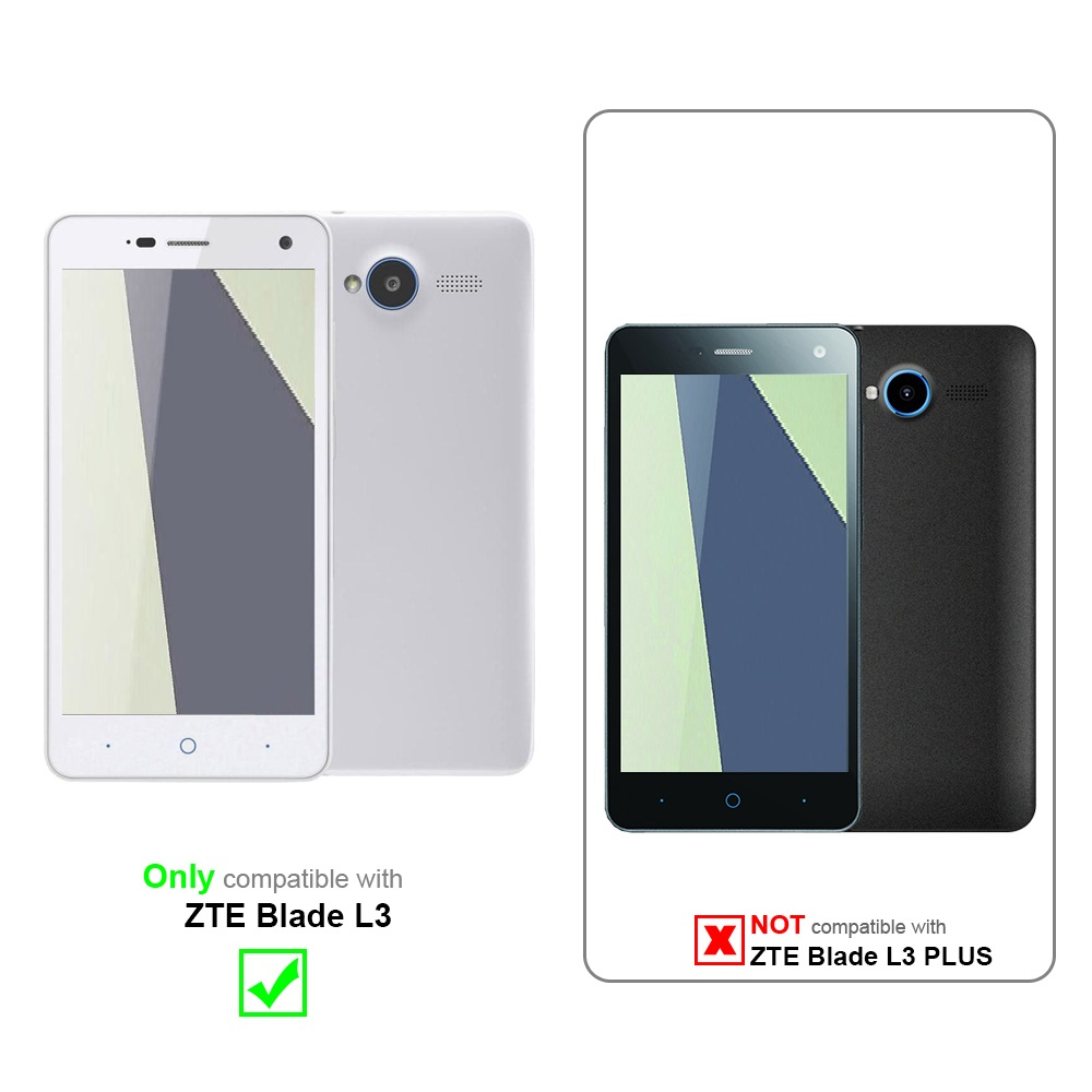 Due immagini di telefoni con custodie. La custodia è compatibile con ZTE Blade L3.